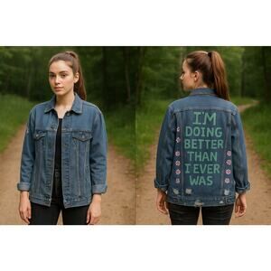 Taylor Swift Upcycled Highway Jean Jacket Distressed Call It What You Want Med